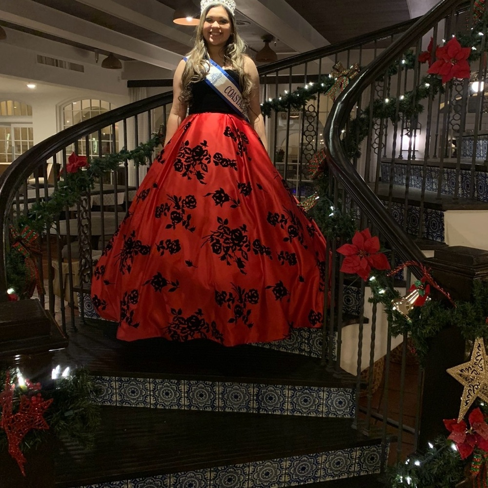 Elegant Red and Black Gown